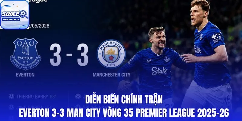 Man City hoà trước Everton với đầy đủ nhịp căng và bước ngoặt cuối mùa