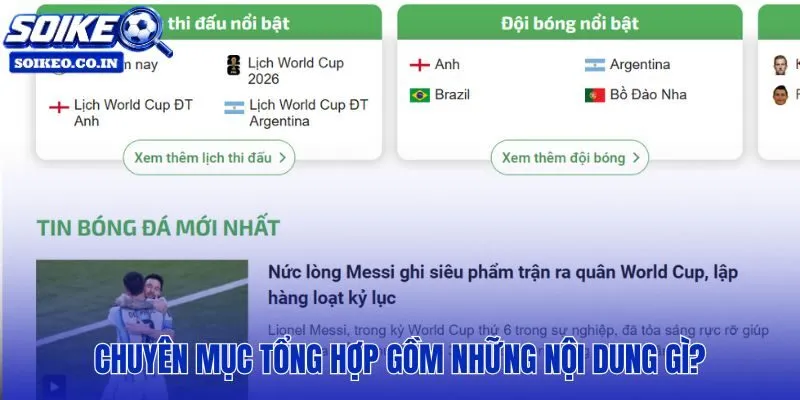 Tin tức thể thao phân nhóm theo chủ đề thi đấu trong một trang danh mục