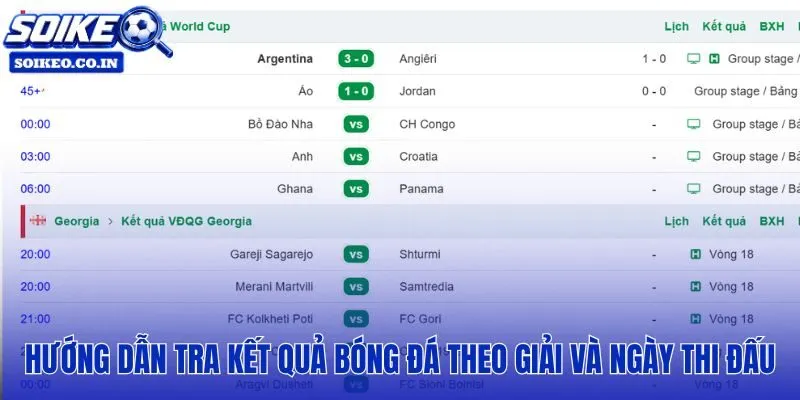 Tra kết quả bóng đá nhanh qua bộ lọc giải đấu hoặc dòng thời gian